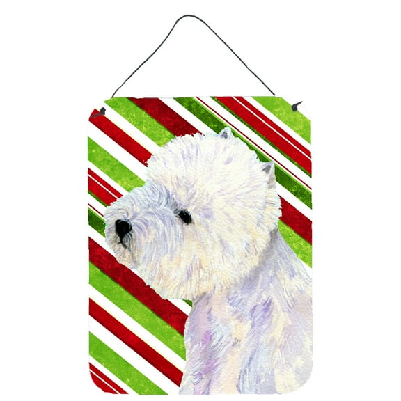 Carolines Treasures LH9225DS1216 Westie Candy Cane Holiday Christmas Wall or Door Hanging Prints 12WX16H multicolor