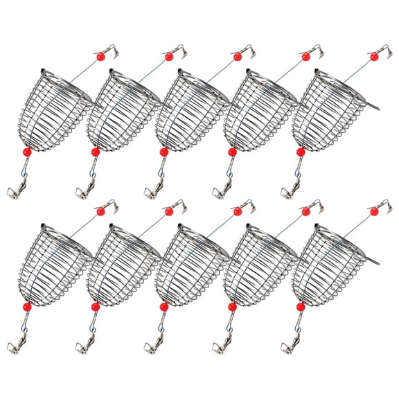 10Pcs Fishing Cage Fishing Baits Cages Feeder Cage Baits Holder Lure Basket Feeder Holder Stainless Fishing Tackle
