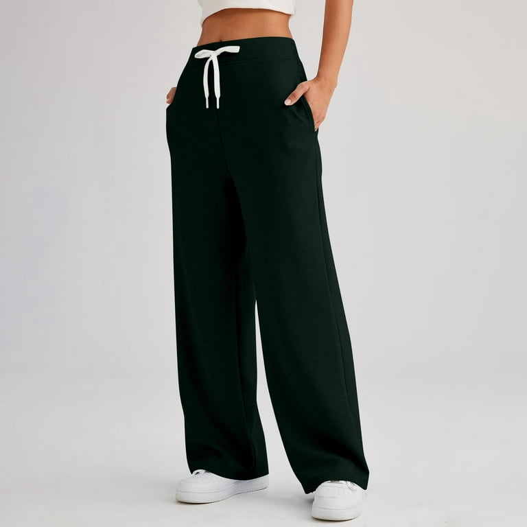Baggy Wide Leg Sweatpants for Women Fleece High Waist Joggers with Pockets  Lightweight Comfy Drawstring Sweat Pants