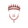 thumbnail image 1 of 3pz Corona Tiara Pendientes Collar Carnaval Novia Fiesta Xtellar rojo, 1 of 4