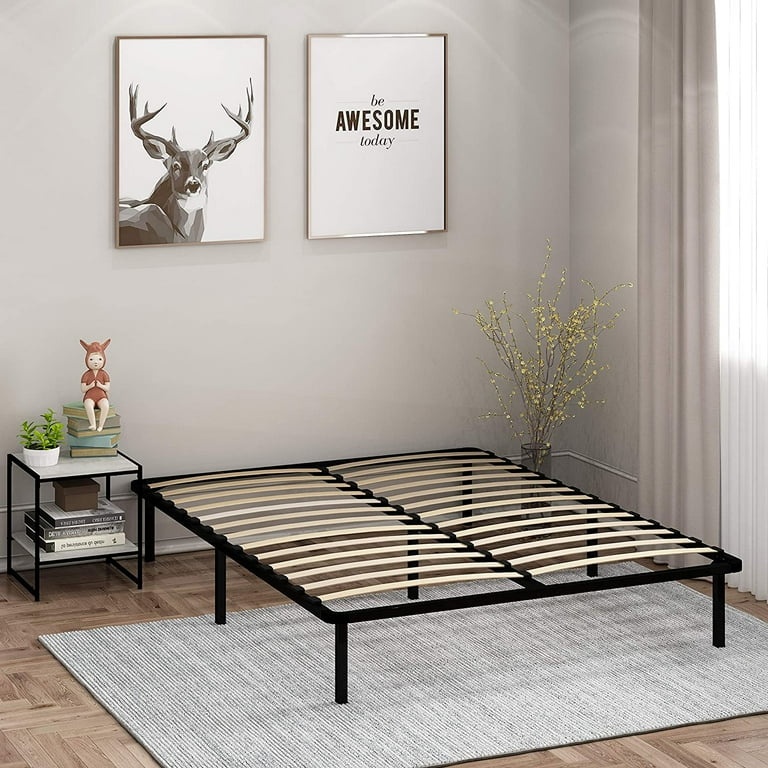 Furinno angeland cannet metal platform sale bed frame with wooden slats