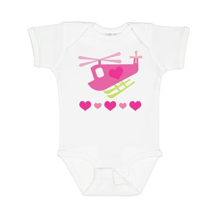 

Inktastic Valentine Pink Heart Helicopter Gift Baby Boy or Baby Girl Bodysuit