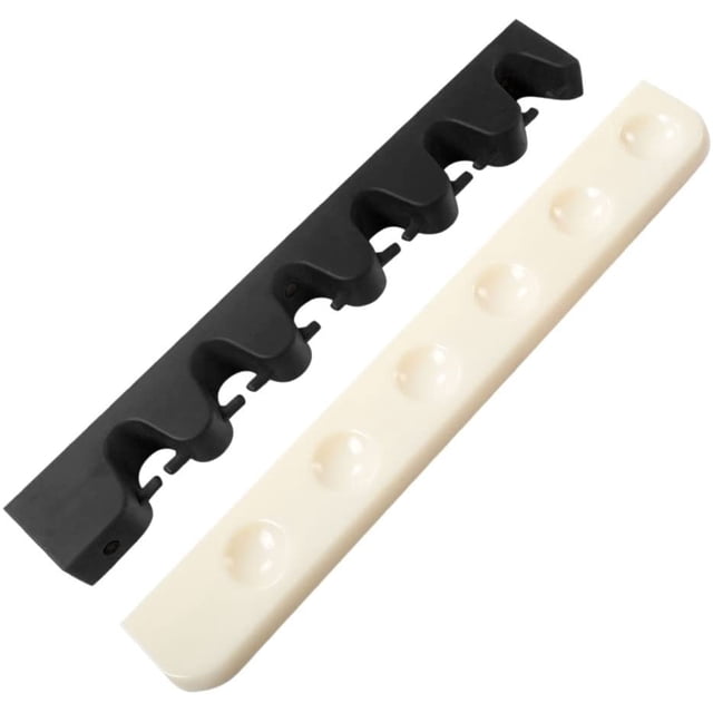 6 Cue Wall Rack with Flexible Rubber Cue Clips-Black