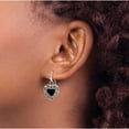 thumbnail image 3 of Sterling Silver Antiqued Onyx Heart Dangle Earrings (27 X 14) Made In Thailand qe8717, 3 of 5
