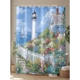 thumbnail image 4 of Shower Curtain Country Flowers Shower Curtains for Bathroom, Waterproof Polyester Shower Curtain Set with Hooks, Standard Size 66" x 72" Lighthouse Fence Flowers, 4 of 6