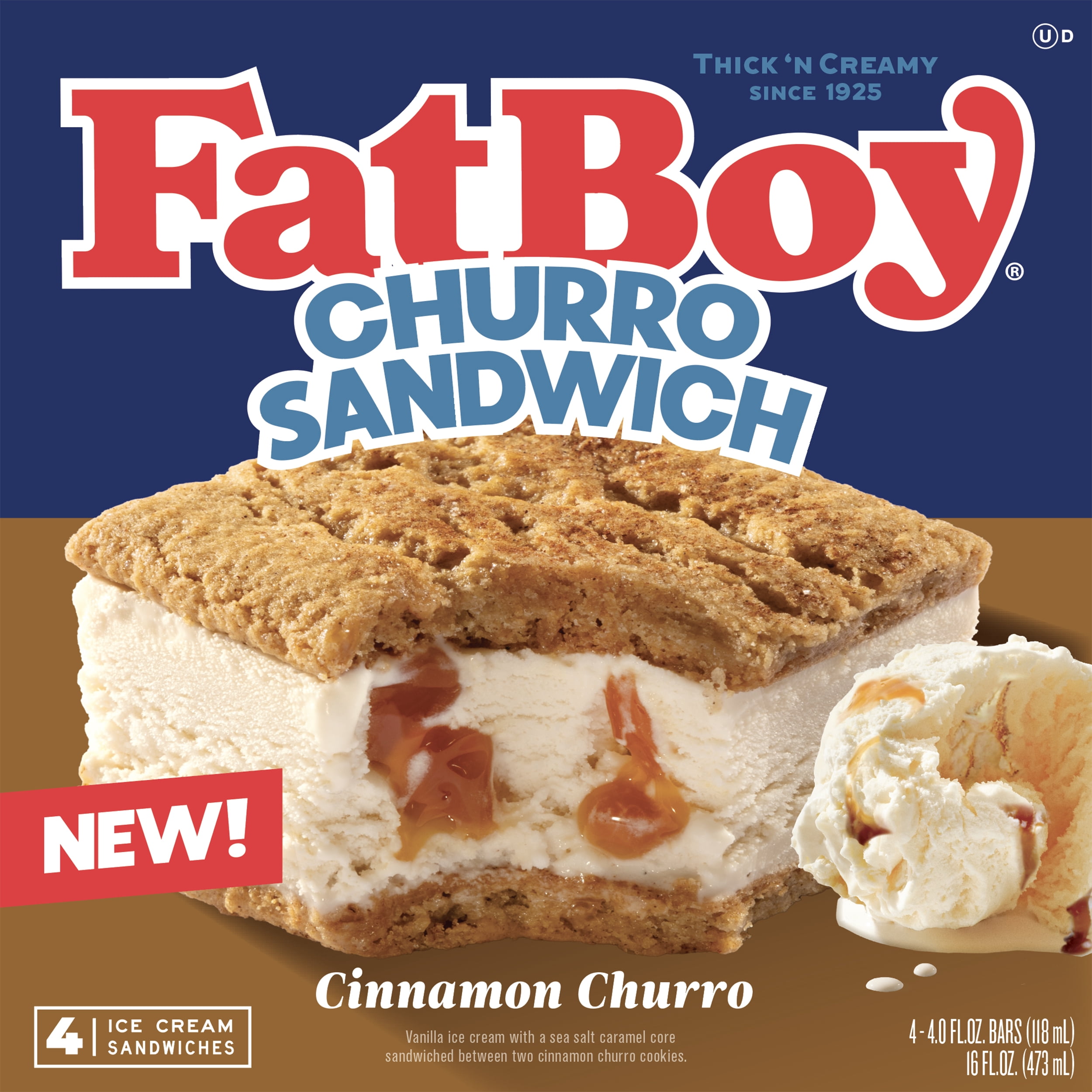 FatBoy Cinnamon Churro Ice Cream Sandwiches, 4 Count
