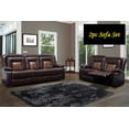 thumbnail image 1 of Chocolate Brown Double Recliner Sofa Love-seat Faux Leather Brookshire 2pc Set Living Room Dual Tone Couch Modern Reclining Couch, 1 of 2