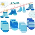 thumbnail image 4 of Beaniara 4 Pairs Anti Slip Silicon Grip Socks, 3 Sizes For 1-7 Years Baby, Toddler, Kid (Blue, M), 4 of 8