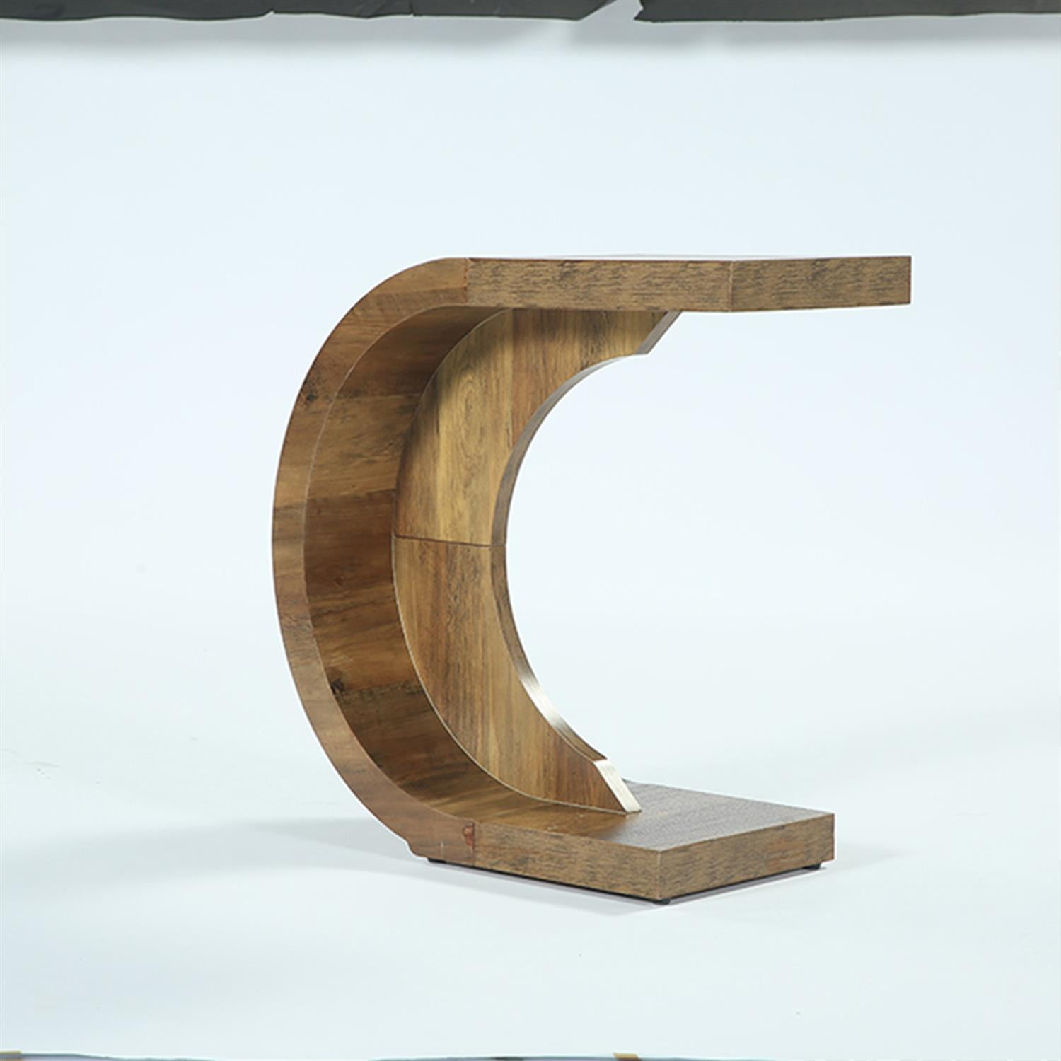 Demi Bonn 25" Coffee Table, C-Shaped Modern Accent Table Hallway Table for Home Living Room, Office, Brown