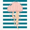 thumbnail image 3 of CafePress - Blue White Bold Stripes Hand Drawn Jellyfish Golf - Golf Shirt, Pique Knit Golf Polo, 3 of 4
