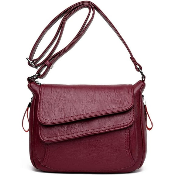 Women's Shoulder Bag Multi Pockets Crossbody Purse Leather Flapover Messenger Satchel Designer Travel Work Handbag