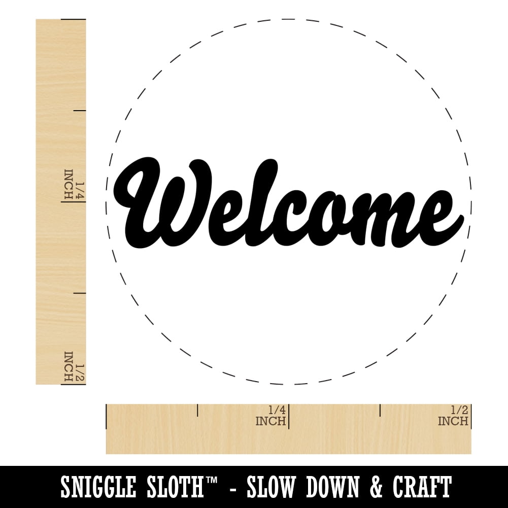 Welcome Fun Text Self-Inking Rubber Stamp Ink Stamper - Dry Pad (No Ink) - Mini 1/2 Inch