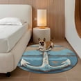 thumbnail image 3 of Area Rug 36in, Vintage Nautical Anchor on Wood Grain Floor Carpet Living Room Rug, Marine Scenery Non-Slip Welcome Mat Indoor Rugs for Bedroom Dining Room, 3 of 9