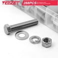 thumbnail image 3 of YEEZET 288PCS 1/4-20 Screws Assortment Kit 304 Stainless Steel Hardware Washers Lock Flat WashersHex Bolts and Nuts Washers for Garage Fully Machine Thread, 3 of 7