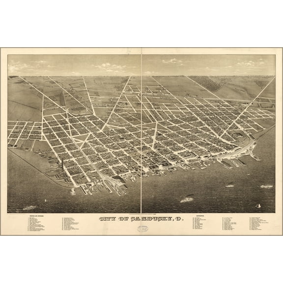 24"x36" Gallery Poster, map of City of Sandusky, Ohio 1883