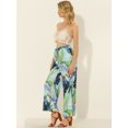 thumbnail image 2 of INSPIRE CHIC Pantalones de pierna ancha tropical informal con cintura con cordón floral Palazzo para mujer con bolsillos Cian XS, 2 of 5