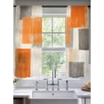 thumbnail image 2 of Orange Gray Paint Sheer Curtains 63 inches Long 2 Panels Set Abstract Mottled Oil Painting Texture Tiers Sheers Rod Pocket Small Window Short Curtains for Kitchen Cafe, Each 52" W x 63" L, 2 of 7