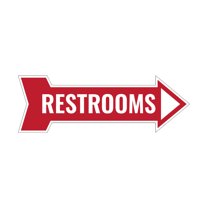 Arrow Shape Restrooms Right 12x4" Wall or Door Sign | Bathroom Signage