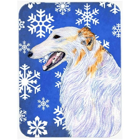 

Borzoi Winter Snowflakes Holiday Glass Cutting Board - Large