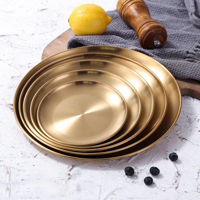 MesaSe Metal Stainless Steel Storage Tray Snack Fruit Cosmetics Organizer Dinner Plates Container Decor