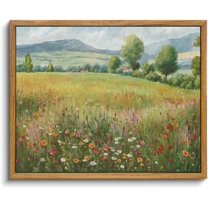Hieng Vintage Farmhouse Landscape Framed Wall Art Living Room Modern Floral Wild Flower Botanical Summer Canvas Wall Art Rustic Country Nature Cottagecore Art Prints For Bedroom,