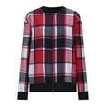 thumbnail image 5 of Stichou Shackets for Women 2025 Fashion Casual Zip Up Flannel Plaid Jackets Long Sleeve Baggy Outwear Coat Fall Clothes Red L, 5 of 5