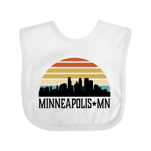 Inktastic Minneapolis Minnesota Skyline Retro Sunset Boys or Girls Baby Bib