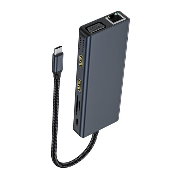 Zeiwohndc USB C Docking Station 12 in 1 Double Monitors Multiport Adapter VGA Gigabit