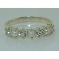 thumbnail image 6 of LBG 925 Sterling Silver Cultured Pearl & Aquamarine Womans Eternity Ring - Size 9.5, 6 of 6