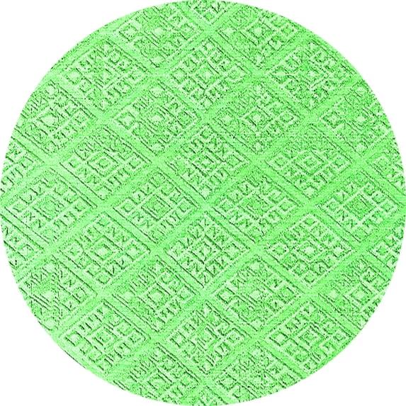 Ahgly Company Indoor Round Oriental Green Industrial Area Rugs, 4' Round