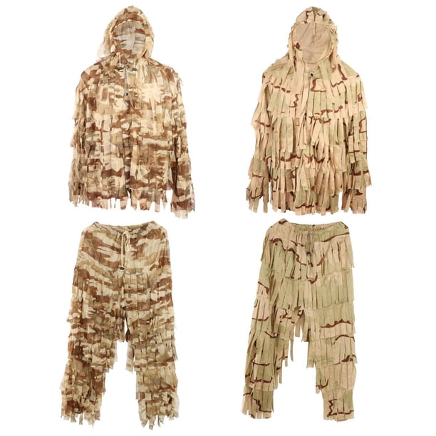 Trajes Ghillie,traje ghillie para hombres equipo de caza Camuflaje,Camuflaje Ghillie Trajes Chaqueta niño hombres,Conjunto de ropa de caza Traje de camuflaje de bosque con capucha,Traje de