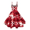 thumbnail image 4 of LWavelet 2026 Valentine's Satin Off-shoulder Dress, Women's Love Heart Rose Print Flowy A Line Trendy Sundresses Red L, 4 of 4