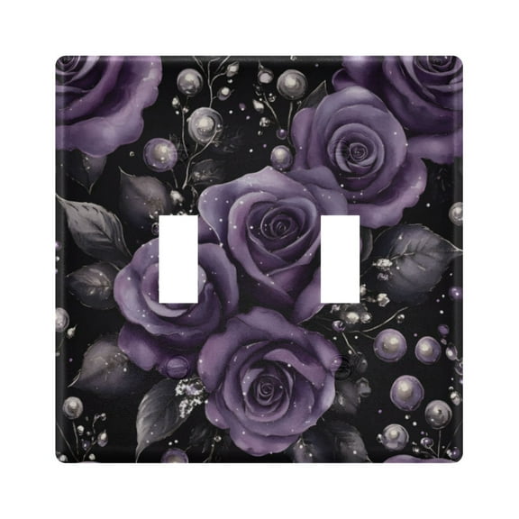 Yayeee Toggle Light Switch Wall Plate 2-Gang 4.56"x4.48" Decorative Outlet Cover, Purple Roses