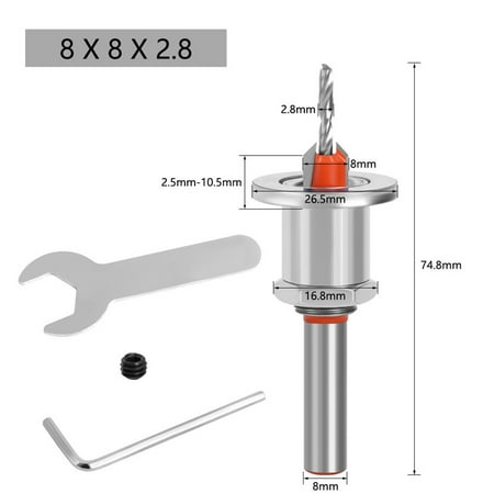 

8mm Shank Countersink Woodworking Router Bit Milling Cutter Screw Extractor