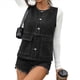 thumbnail image 2 of Chaleco Vaquero para Mujer, Medio, Sin Mangas, Desgastado Gris Negro S, 2 of 9