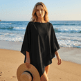 thumbnail image 2 of QSAWXQZ Women's UV Protection Shawl Wrap Asymmetric Loose Boat Neck Long Sleeve Beach Layer Poncho Cover Up for Resort Outerwear Free Size, 2 of 6
