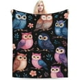 thumbnail image 5 of Owl Blanket Owl Gifts for Women Women Colorful Owls Blanket Soft Flannel Cozy Fleece Fuzzy Plush Warm Bedding Stuff for Users Adults 60 x 80 Inch, 5 of 8