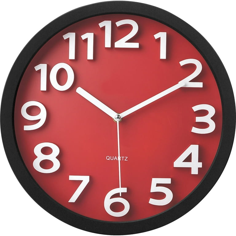 Wall Clock with Raised Numerals and Silent Sweep Dial, 13' Overall Diameter, White Case, White Face, 1 AA (sold separately) Wall Clock with Raised Numerals and Silent Sweep Dial, 13' Overall Diameter, White Case, White Face, 1 AA (sold separately)