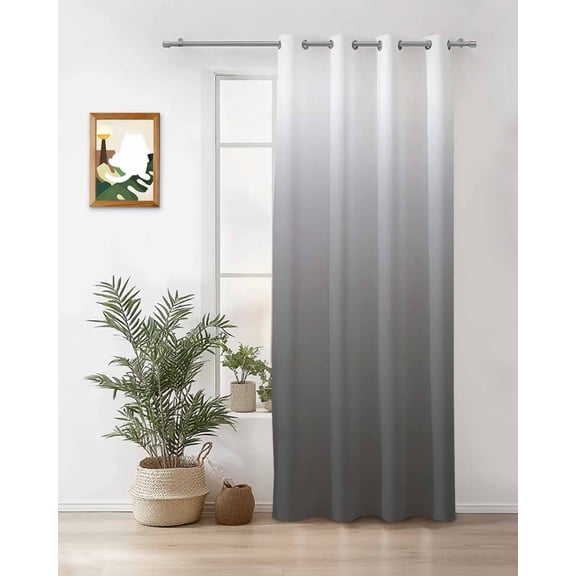Gradient Grey Thermal Insulated Blackout Curtains for Bedroom 72 Length Room Darkening Curtain 1 Panel Grommet Window Curtain Drape for Living Room Nursery Room