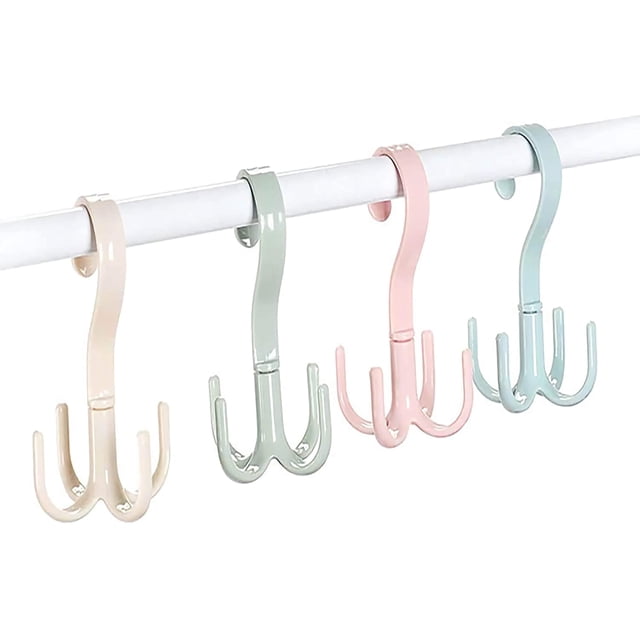 Rotating Tie Racks for Closets, Purse Bag Hangers Rack for Closet, 4 Pack Belt Organizer Racks, Women's Handbags Hanger Hooks for Hanging Scarf Hats Towels