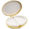thumbnail image 2 of Set of 2 Oval-Shaped Pocket Purse Pill Box & Organizer With Dual Compartments (Gold Pebble), 2 of 3
