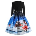 thumbnail image 2 of LEEYNEER RHWHOGLL Christmas Dress Women Vintage Long Sleeve 50s Dresses Xmas Printed Dress A-line Retro Cocktail Swing Dress Elegant O-Neck Christmas Evening Party Prom Dress Dress for Wo, 2 of 4