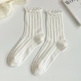 thumbnail image 7 of Women's Adorable Ruffled Lace-Up Socks Wicking Cotton for Casual Comfort 3 Pairs - White, 7 of 7