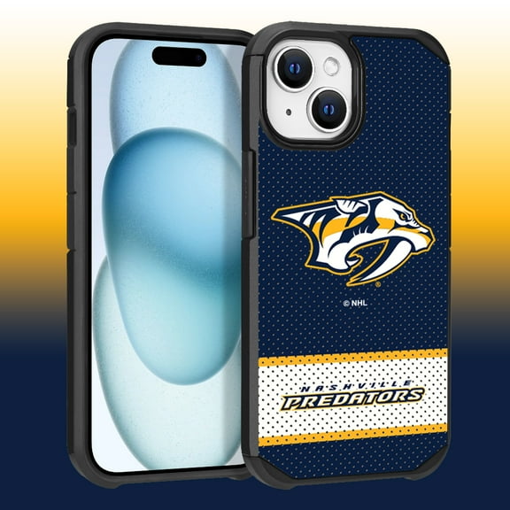 Apple iPhone 15 - NHL Licensed Nashville Predators Team Logo on Jersey Textured Dual Layer Case