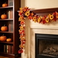 thumbnail image 2 of Kdkad Fall Thanksgiving Halloween Artificial Maple Leaf Garland Pumpkin Sunflower Berry Season Hanging Garland For Home Front Door Fireplace Decor, 2 of 8