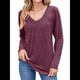 thumbnail image 1 of Camisetas de Larga para Mujer, Cuello en V, Suaves, Básicas, Holgadas, Informales, Moda de Otoño. Vino Tinto S, 1 of 10