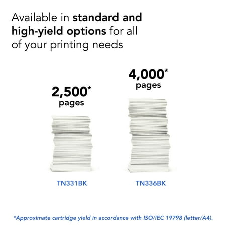 Brother Genuine Standard Yield Toner Cartridge, TN331BK, Page Yield up to 2,500 Pages