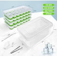 thumbnail image 3 of Ice Cube Tray with Lid and Bin (4 Pack, Green) Silicone Plastic Ice Cube Trays for Freezer, BPA Free Ice Trays with Bin, Ice Scoop, Ice Tong and Drinking Straw Stackable Ice Trays for Cocktail, 3 of 5