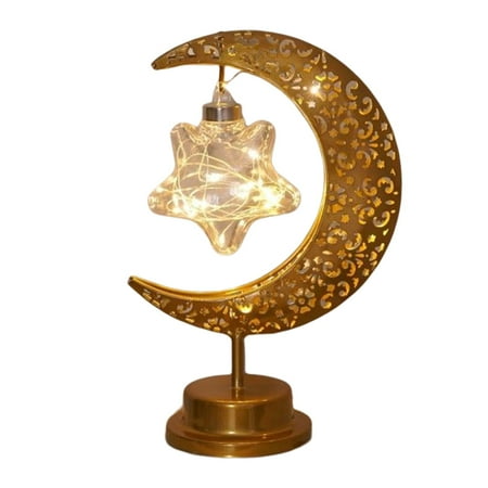 

Topaty EID Lunar Lamp Magical Hanging LED Moon Star Lamp Night Light Handmade Iron Moon Lamp Table Light Remembrance Holiday Gift