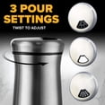 thumbnail image 3 of Elegante juego de salero y pimentero de acero inoxidable, saleros de vidrio y acero inoxidable con orificios de vertido ajustables, diseño elegante para mesa de cocina y comedor, 3 of 5